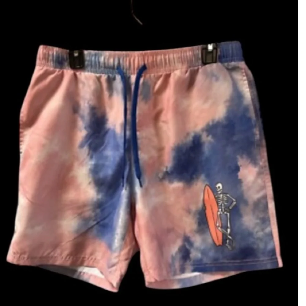 🆕 Chemistry UPF +50 Tie Dye Board Shorts Skeleton Surfing